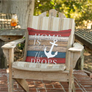Artsy Home is Where the Anchor Drops Word Art Outdoor Pillow