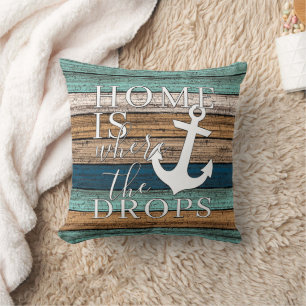 Artsy Home is Where the Anchor Drops Word Art Throw Pillow
