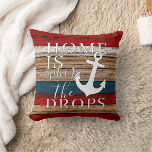 Artsy Home is Where the Anchor Drops Word Art Throw Pillow