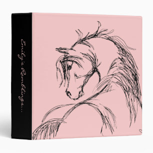 Artsy Horse Head Sketch 3 Ring Binder