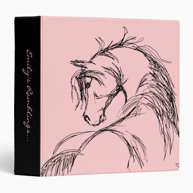 Artsy Horse Head Sketch 3 Ring Binder (Front/Spine)