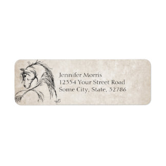 Artsy Horse Head Sketch Label