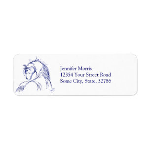 Artsy Horse Head Sketch Label