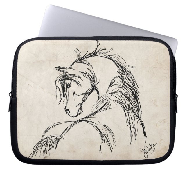 Artsy Horse Head Sketch Laptop Sleeve (Front)
