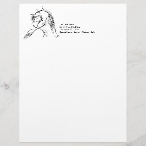 Artsy Horse Head Sketch Letterhead