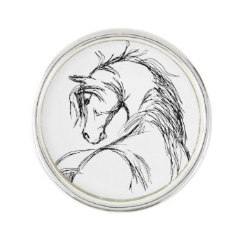 Artsy Horse Head Sketch Pin by PaintingPony at Zazzle