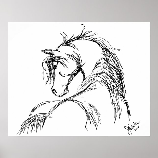 Artsy Horse Head Sketch Poster (Front)