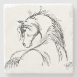 Artsy Horse Head Sketch Stone Coaster at Zazzle