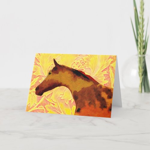 Artsy Horse in Gold Tones Art Note Card