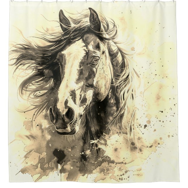 Artsy Horse Shower Curtain (Front)