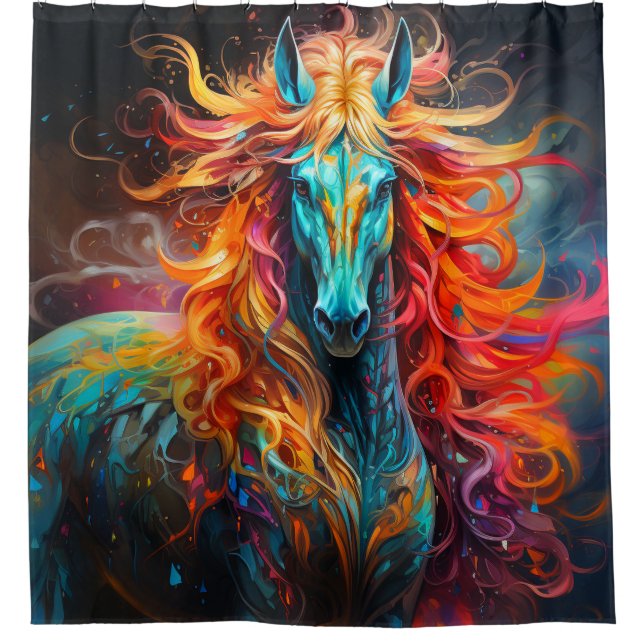 Artsy Horse Shower Curtain (Front)