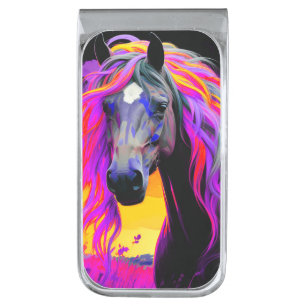 Artsy Horse Silver Finish Money Clip