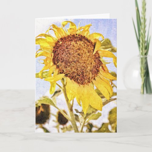 Artsy Impressionist Sunflower Note Card