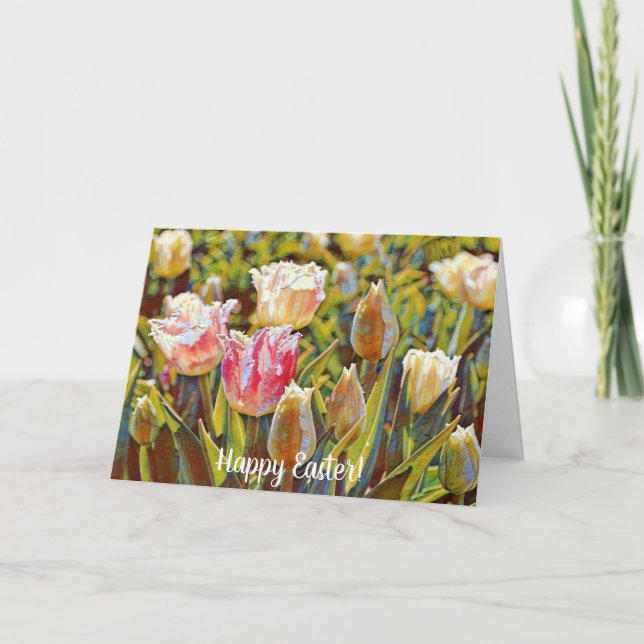 Artsy Impressionist Tulips Easter Card (Front)