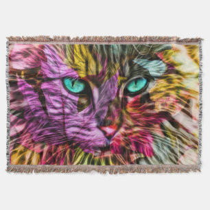Artsy Kitty Cat  Throw Blanket