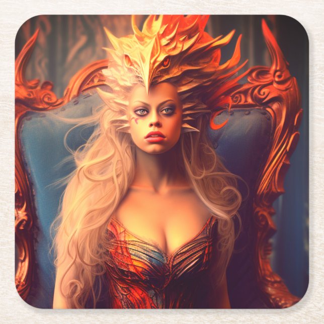 Artsy Lady Square Paper Coaster (Front)