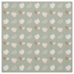 Artsy Leaf Pattern Cream Brown Sage Green Fabric