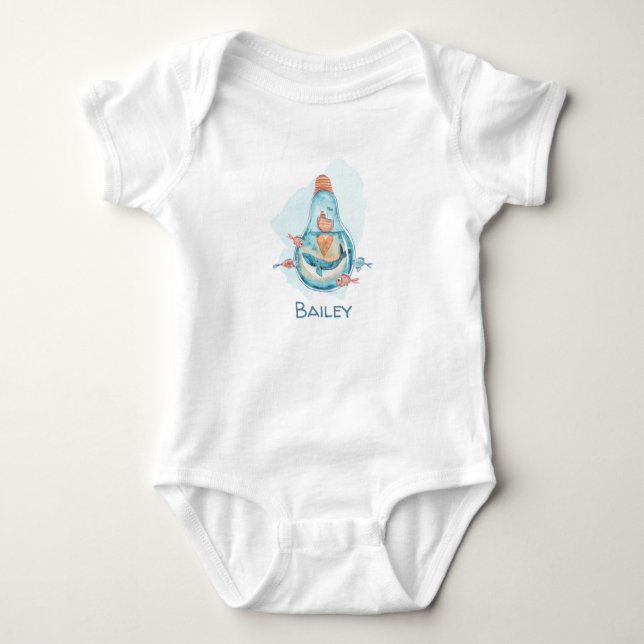 Artsy Lightbulb - Whale, Heart, Ship and Fish  Baby Bodysuit (Front)