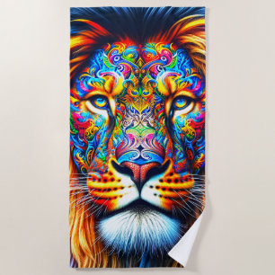 Artsy Lion Beach Towel