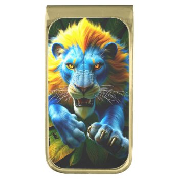Artsy Lion Gold Finish Money Clip by MarblesPictures at Zazzle