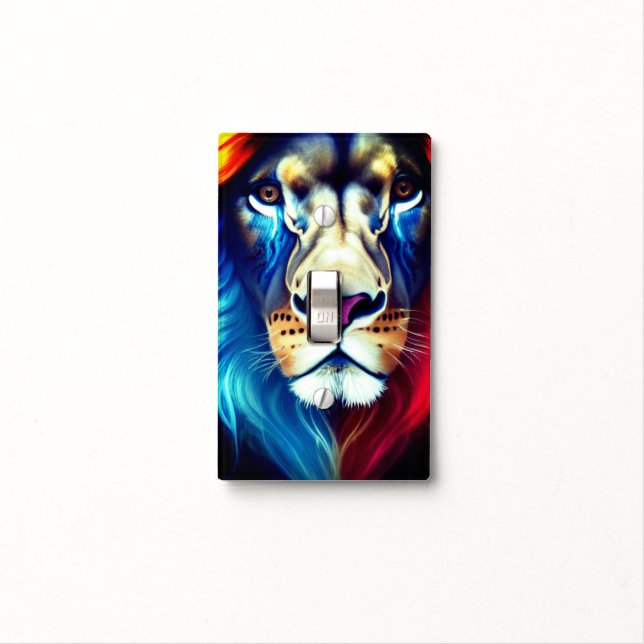 Artsy Lion Light Switch Cover (In Situ)