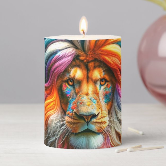 Artsy Lion Pillar Candle (In Situ)