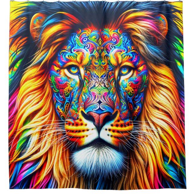 Artsy Lion Shower Curtain (Front)