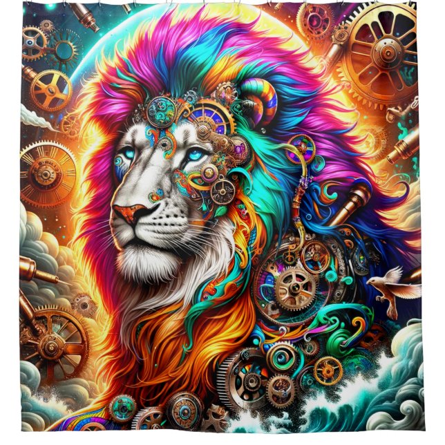 Artsy Lion Shower Curtain (Front)