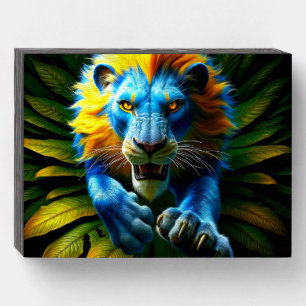 Artsy Lion Wooden Box Sign