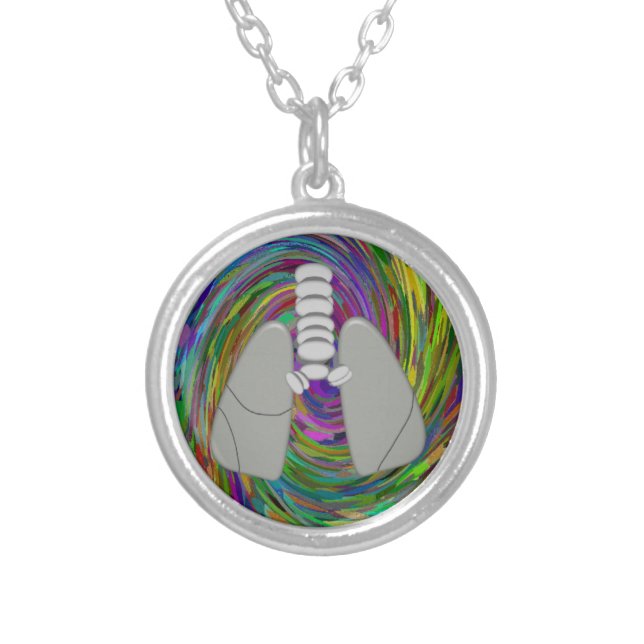 Artsy Lungs Silver Plated Necklace (Front)