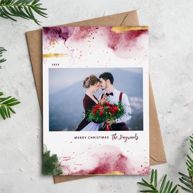 Artsy Merry Christmas Photo Holiday Card (Creator Uploaded)