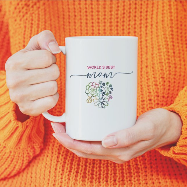 Artsy Minimalist Floral Worlds Best Mom Modern Fun Coffee Mug