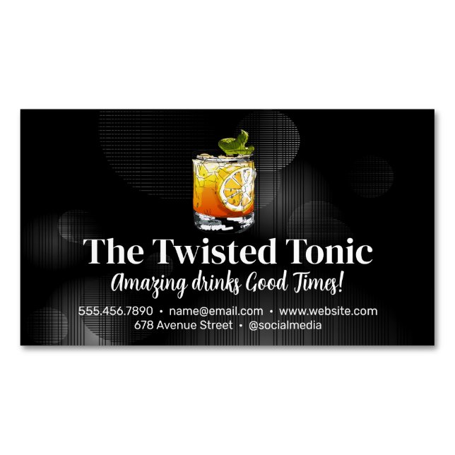 Artsy Mixed Cocktail Drinks Business Card Magnet (Front)