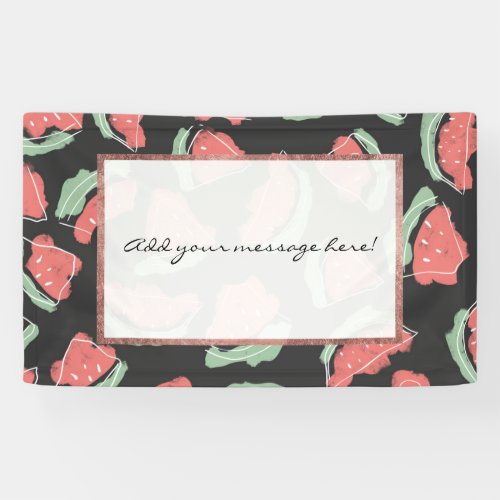 Artsy Modern Abstract Black Pink Green Watermelon Banner