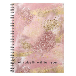 Artsy Modern Abstract Blush Pink Glitter Paint Notebook