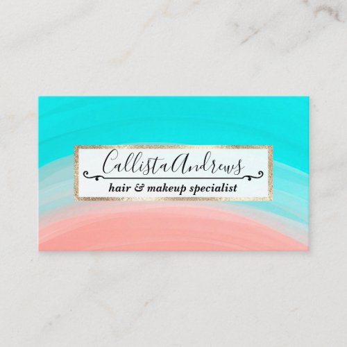 Artsy Modern Coral Blue Brushstroke Gradient Business Card