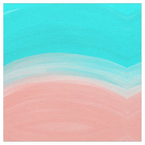 Artsy Modern Coral Blue Brushstroke Gradient Fabric