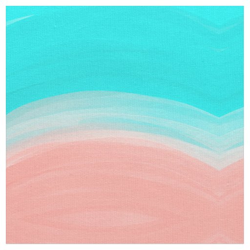 Artsy Modern Coral Blue Brushstroke Gradient Fabric