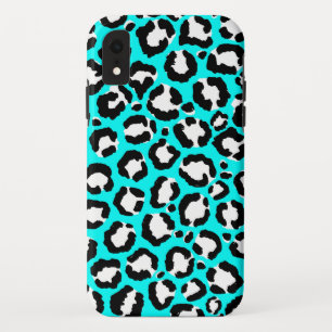 Artsy Modern Cyan Blue Leopard Animal Print iPhone XR Case