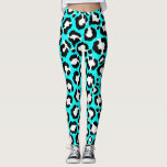 Artsy Modern Cyan Blue Leopard Animal Print Leggings<br><div class="desc">Artsy, modern, trendy, and girly black and white hand drawn leopard animal print pattern on a Cyan blue background. ***IMPORTANT DESIGN NOTE: For any custom design request such as matching product requests, color changes, placement changes, or any other change request, please click on the "CONTACT" button or email the designer...</div>