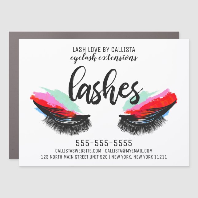 Artsy Modern Eyelash Lashes Painted Illustration Car Magnet (Front)