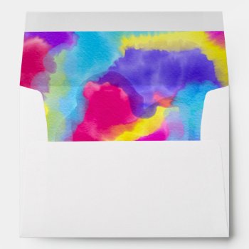 Artsy Modern Neon Colorful Rainbow Watercolor Envelope by BlackStrawberry_Co at Zazzle