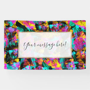 Artsy Modern Neon Colors Black Abstract Paint Art Banner