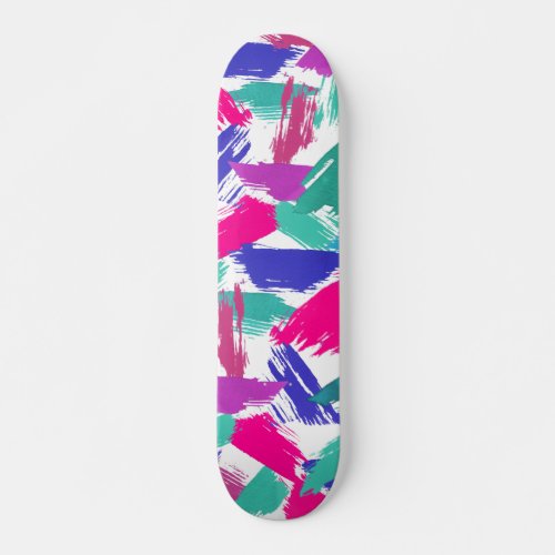 Artsy Modern Pink Teal Purple Brushstroke Collage Skateboard