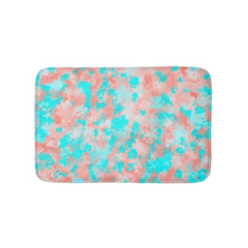 Artsy Modern Summer Coral Orange Aqua Abstract Bath Mat