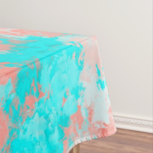 Artsy Modern Summer Coral Orange Aqua Abstract Tablecloth