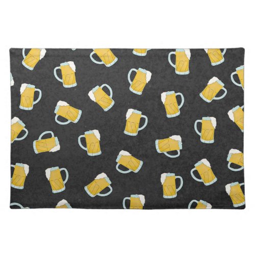 Artsy Modern Yellow Black Watercolor Beer Steins Cloth Placemat