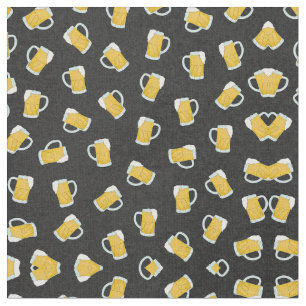 Artsy Modern Yellow Black Watercolor Beer Steins Fabric