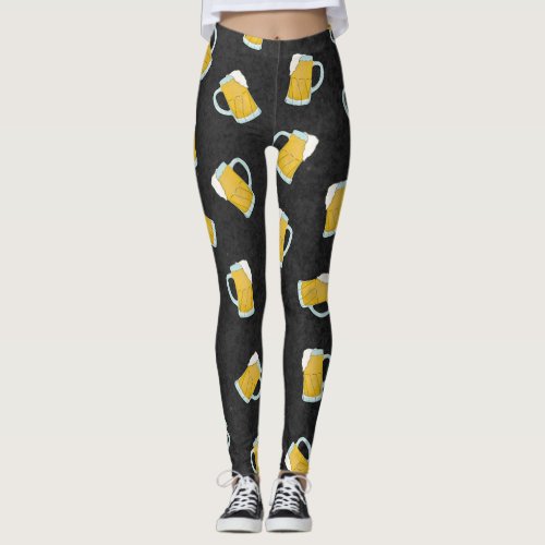 Artsy Modern Yellow Black Watercolor Beer Steins Leggings