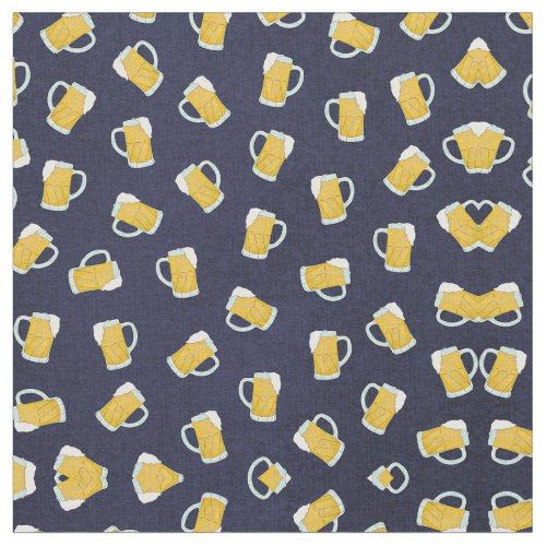 Artsy Modern Yellow Navy Watercolor Beer Steins Fabric